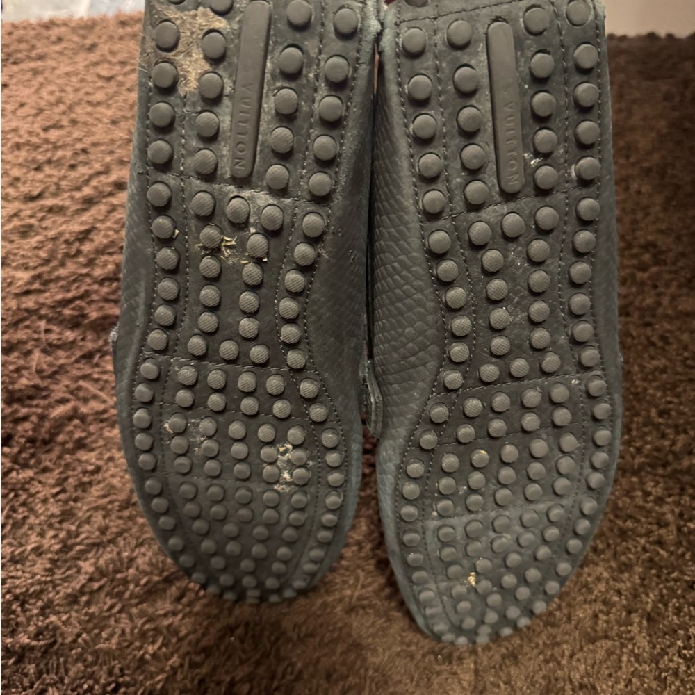 Louis Vuitton Gray Leather Loafers with Gold Hardware - Picture 6 of 9